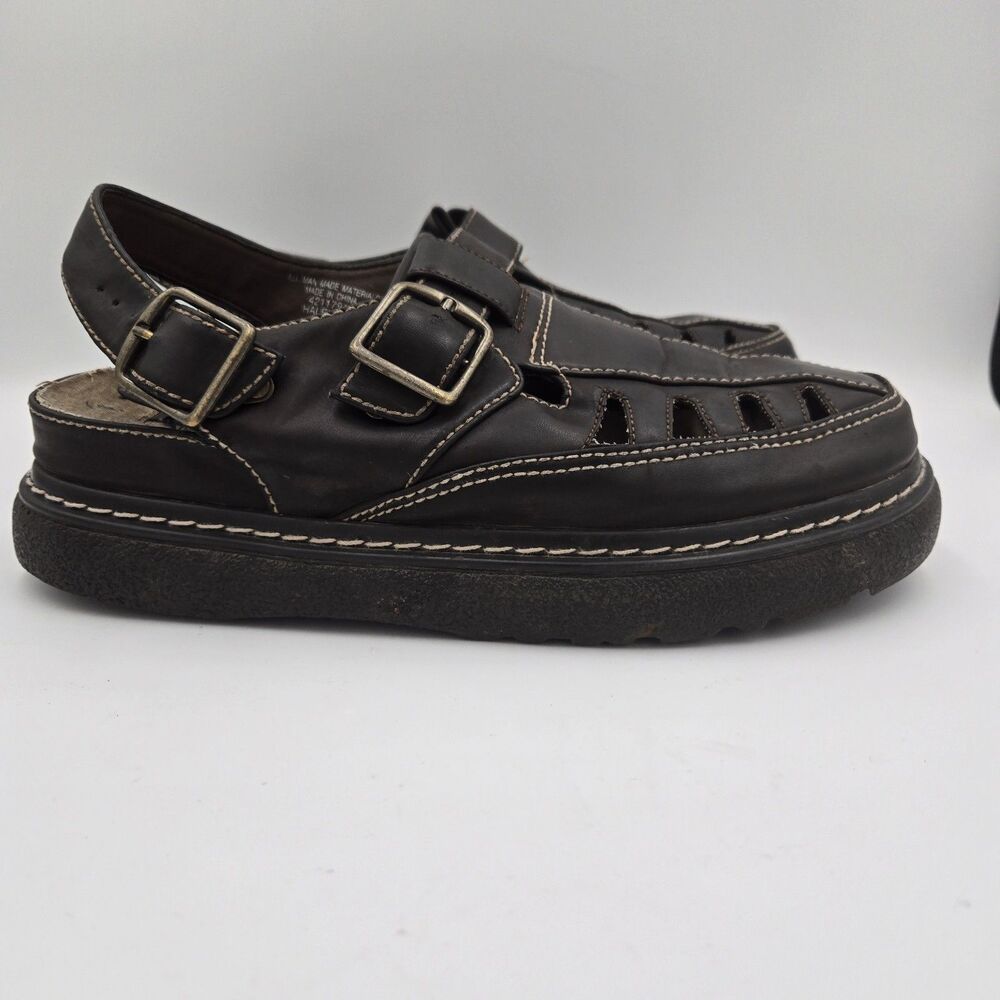 Y2K VTG No Boundaries 10 Haley Chunky Sandals Brown Leather Platform 90s Grunge - Picture 3 of 12
